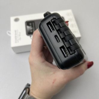 Power Bank Super з кабелем USB+Micro+Type-C+Lightning (20000mAh) Чорний