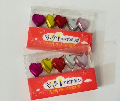 Свічки для торта Heart у наборі 5 шт колір асорті