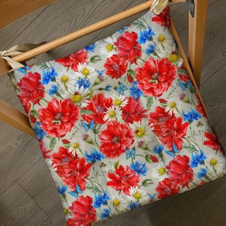 Подушка на стілець із зав'язками Українські квіти 40x40x4 см PZ_22U010