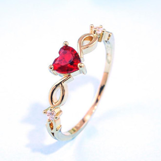 Кольцо женское золотистое с камнем в форме сердца код 2188