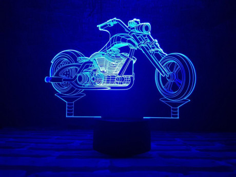 3D ночник &quot;Мотоцикл 3&quot; УВЕЛИЧЕННОЕ ИЗОБРАЖЕНИЕ + пульт ДУ + сетевой адаптер  + батарейки 3ААА  3DTOYSLAMP
