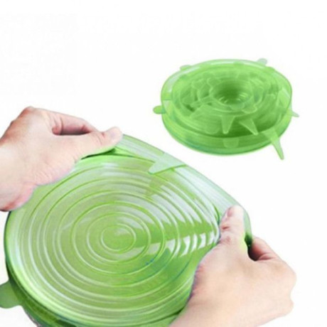 Набір силіконових кришок для посуду 6 шт універсальні. Колір зелений