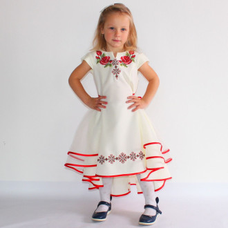 Дитяче плаття вишите Мальвіна з вишивкою Зоряна габардин бежевий 140