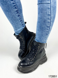 Жіночі черевики осінні демісезонні із еко шкіри чорні