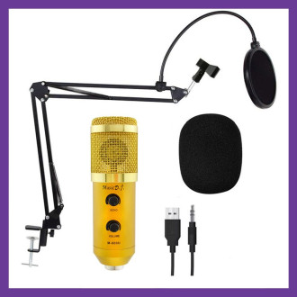Студійний мікрофон Music D. J. M800U зі стійкою і поп-фільтром Gold (5007)