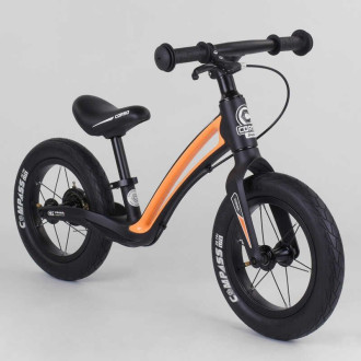 Велобег детский с магниевой рамой и задним ручным тормозом Corso &quot;Prime C7&quot; Black/Orange 98690