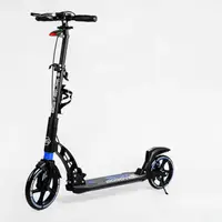 Двухколесный складной самокат Best Scooter, фонарик, 2 амортизатора, дисковый тормоз. Black and blue (114293)