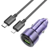 Адаптер автомобильный HOCO Type-C to Lightnig Cable Spacious car charger set Z52 |1USB/1Type-C, 38W/3A, PD/QC|