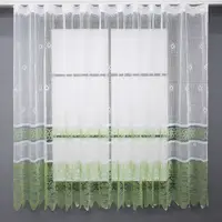 Тюль сетка высотой 1,59м., коллекции "Juli". Цвет белый с зеленым. Код 1377т