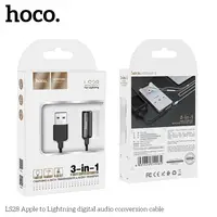 Перехідник HOCO 3-in-one Lightning cable to charging/Sync/Audio LS28 |0,22m, 2.4A|