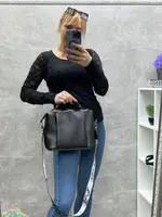 Чорний - два відділення на блискавці - молодіжний, якісний клатч Lady Bags з двома знімними ременями (0439)