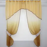 Кухонный комплект, (290х170см.) шторки с ламбрекеном и подхватами. Цвет золотистый. Код 084к 52-0012