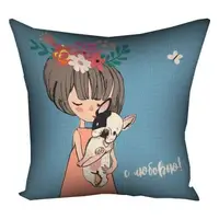 Подушка габардиновая с принтом С любовью! 30x30 см 3P_DOG026
