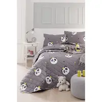 Покрывало стеганое с наволочками Enlora Home - Kral Panda Gri серый 240*225
