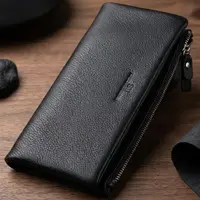 Женский кошелек-клатч с двумя молниями из натуральной кожи ST Leather 22527 Черный