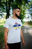 Чоловіча футболка з принтом патріотичним (ПІС ПАТРОН) біла,Патріотичні футболки з Українською символікою