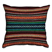 Подушка с мешковины Линейный вышитый орнамент 45x45 см (45PHB_15NGETN034_BR)