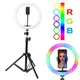 Кольцевая LED RGB лампа 33 см 20W MJ-33 с держателем для телефона селфи кольцо для блогера СО ШТАТИВОМ