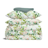 Двуспальная постель с простыней на резинке FLORAL LEAVES