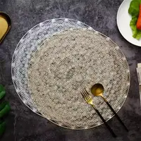 Сервировочная салфетка круглая под горячее, коврик сервировочный золотистый набор 2 шт