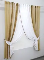Кухонний комплект (400х170см.), шторки з підв'язками. Колір коричневий з білим. Код 111к 52-0597