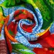 Ткань полотенечная вафельная Овощи на синем