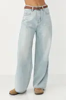 Прямі джинси Wide leg із високою посадкою - блакитний колір, M