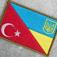 Набор шевронов 2 шт на липучке флаг Турции и Украины  5х8 см вышитый патч нашивка Турция и Украина