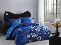 Семейное Турецкое Постельное Белье TAC Tallin Blue Сатин Deluxe 160х220см (2 шт)