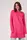 Вязаная женская туника oversize с разрезами по бокам - фуксия цвет, ONE SIZE (есть размеры)