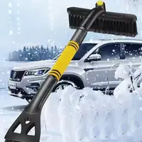 Щітка зі скребком автомобільна.Щітка для видалення льоду і снігу з авто,Телескопічна щітка для машини чорна