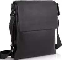 Кожаный мужской мессенджер Tiding Bag  черный