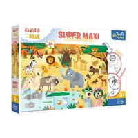 Детские пазлы SUPER МАХІ "Детки на сафари" Trefl 41009 24 элемента, с раскраской