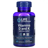 Витамины и минералы Life Extension Vitamins D and K with Sea-Iodine, 60 капсул