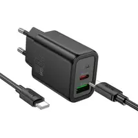 Адаптер сетевой HOCO Gentle charger N61 (Type-C to Type-C set) |1USB/1Type-C, 20W/3A, PD/QC|
