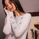 Вышиванка-лонгслив Moderika Карпатская белая с серым орнаментом XXXL