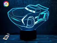3D ночник "Автомобиль 25" (УВЕЛИЧЕННОЕ ИЗОБРАЖЕНИЕ) +пульт ДУ +сетевой адаптер + батарейки (3ААА)  3DTOYSLAMP