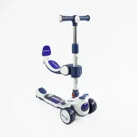 Самокат 3 в 1, с сидением, музыкой, подсветкой "Scooter", Skyper. White/Blue (169291)