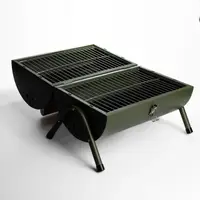 Угольный гриль двусторонний портативный с решеткой 38x25x35 см зеленый BQ-2