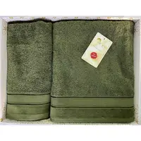 Набір рушників Arya Жаккард Elena A107314-Dark green 2 предмети темно-зелений