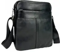 Мужская сумка из натуральной кожи Tiding Bag черная