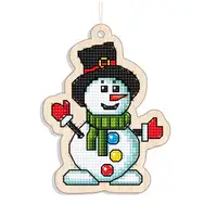 Новогодняя игрушка подвес на елку -  Снеговик, привет! FNGi-042 [Вид товара: Заготовка для вышивки на фанере]