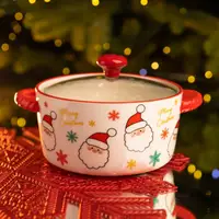 Супница фарфоровая Santa новогодняя  800 (мл) с крышкой Yiwu FM-CS-9A