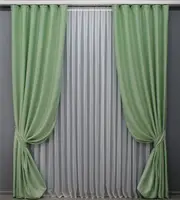 Комплект штор (2шт. 1,5х2,75м.) льон-софт, колекція "Парма". Колір світло-салатовий. Код 1421ш 33-0288