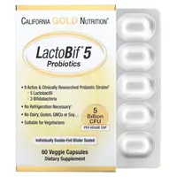 Пробиотики и пребиотики California Gold Nutrition LactoBif 5 Probiotics, 60 вегакапсул