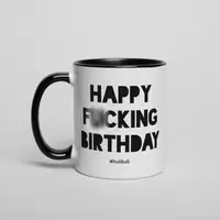 Чашка "Happy fucking birthday", Чорний, англійська, Крафтова коробка, 330 мл