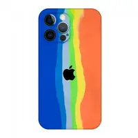 Силиконовый чехол для iPhone 13 Pro Max - Rainbow, Разноцветный / Синий
