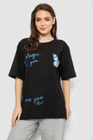 Футболка женская с принтом, цвет черный, 244R3006