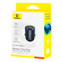 Адаптер автомобільний Baseus Tiny Star Mini Car Charger |1USB/1Type-C, 30W/3A, PD/QC|