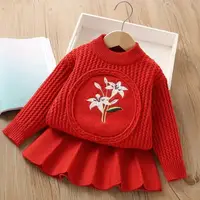 Комплект вязаный для девочки с юбочкой красный 10223, розмір 130